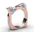 Rose gold geometric women's ring with zircon stone inlay on alloy band