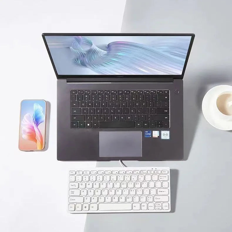 USB wired mini keyboard in black, white, pink, or blue colours with compact design