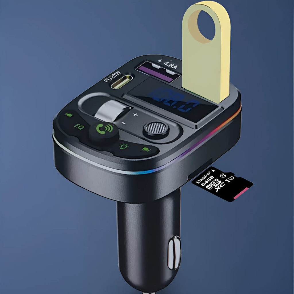 Onboard Bluetooth receiver with MP3 playback, USB output, and current voltage display in ABS housing