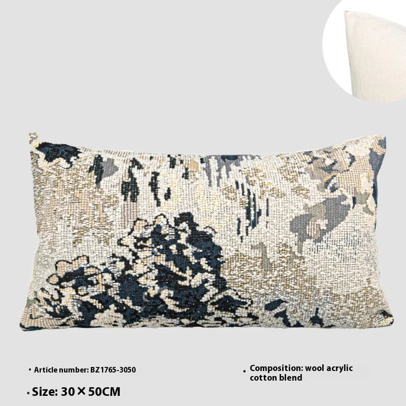Spring flower blue abstract floral patterned feather velvet pillowcase for cushions.