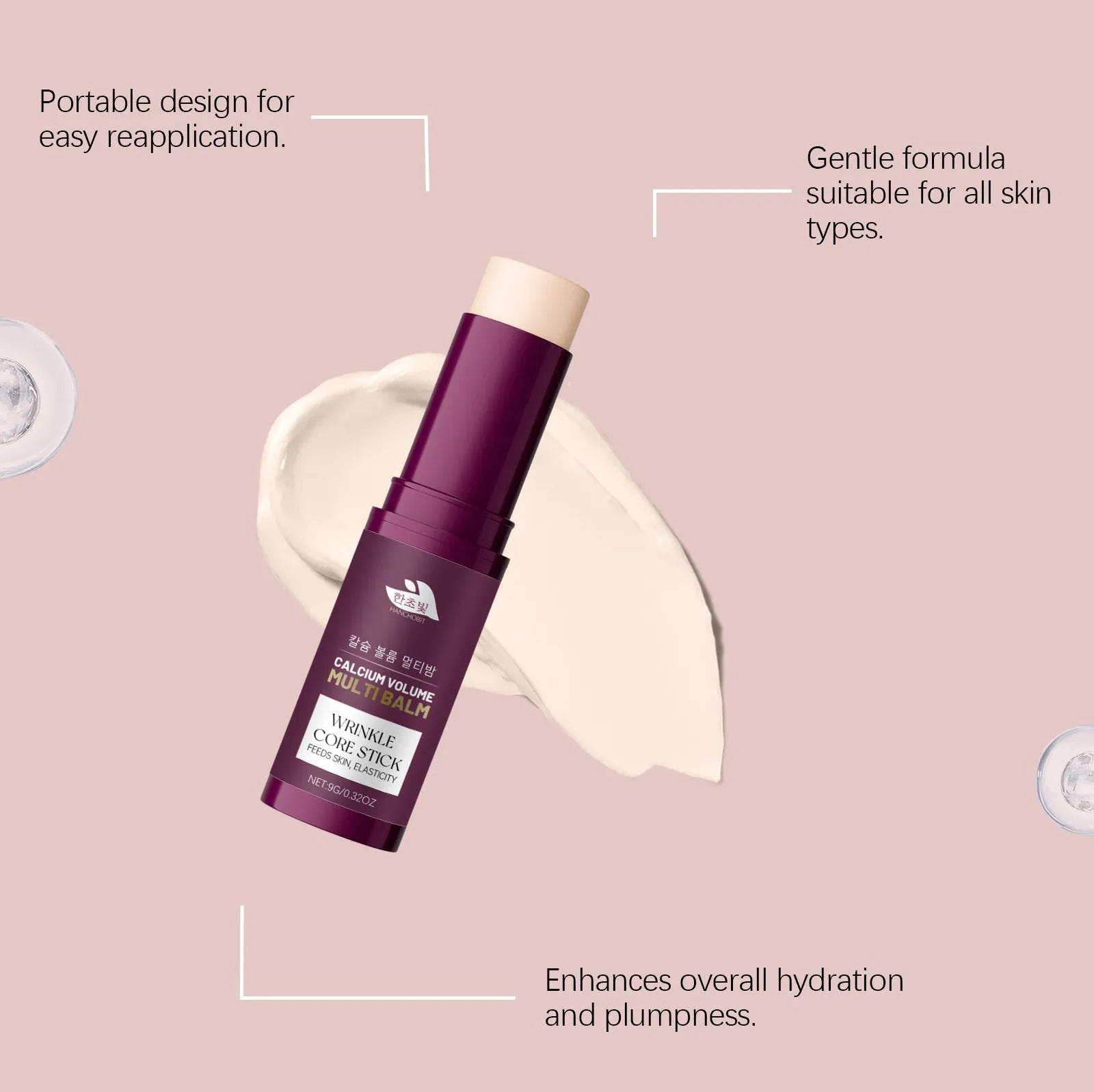 Multi-effect moisturizing cream stick 9g with vitamin C and collagen in a white twist-up tube
