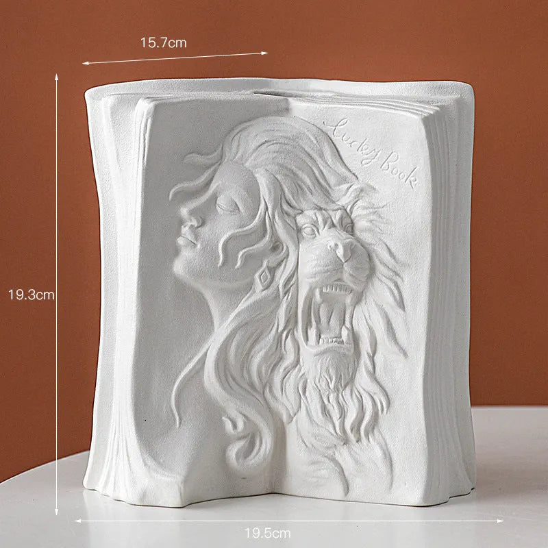 Glazed ceramic book stand in modern simplicity style on a desktop.