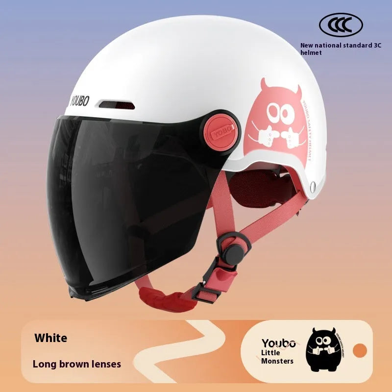 White universal electric motorcycle helmet with ABS shell and visor for commuting