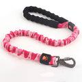 Nylon dog leash for large dogs in camouflage green, short length 80-120cm, with metal clip on plain webbing