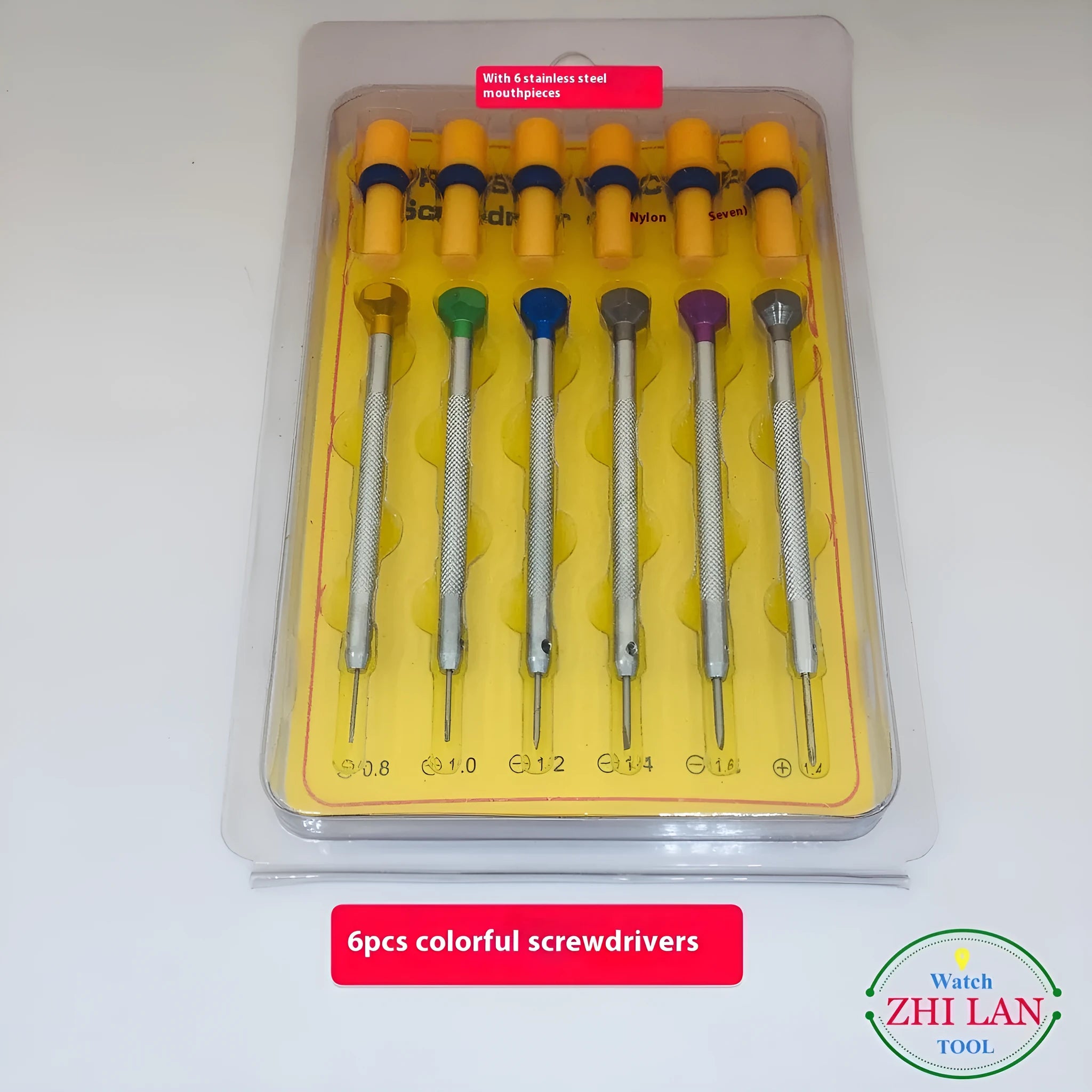 6-piece colour aluminium handle watch repair screwdriver set with spring steel cutter heads