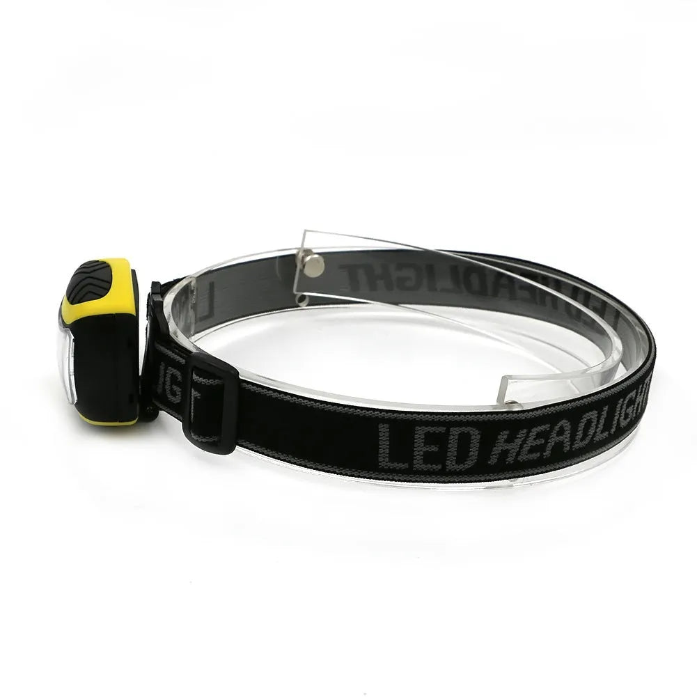 Yellow plastic three-speed COB LED headlamp for outdoor and work use.