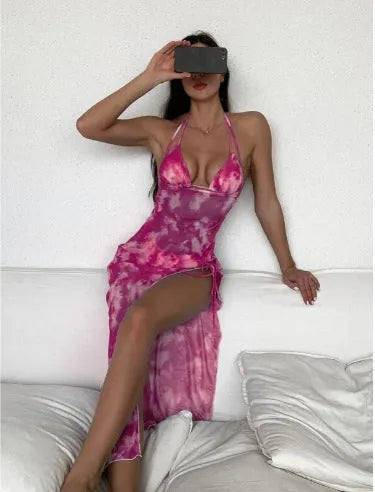 Three-piece multicolor printed polyester bikini set in Pattern 12, available in sizes S to XL