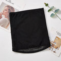 Mesh belly band body sculpting strap in black showing cross-waistband design