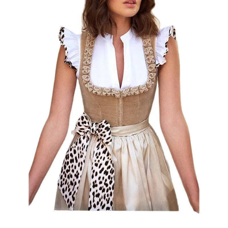 Women's khaki cotton polyester Oktoberfest beer dress with elegant style for festival events