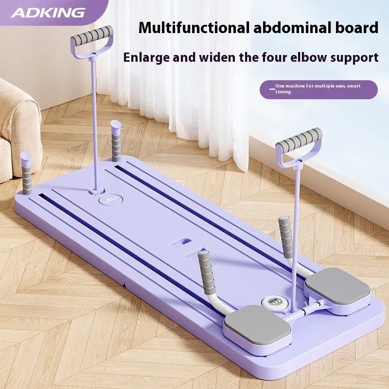 Standard purple household fitness board with automatic rebound abdominal wheel for multi-functional exercise.