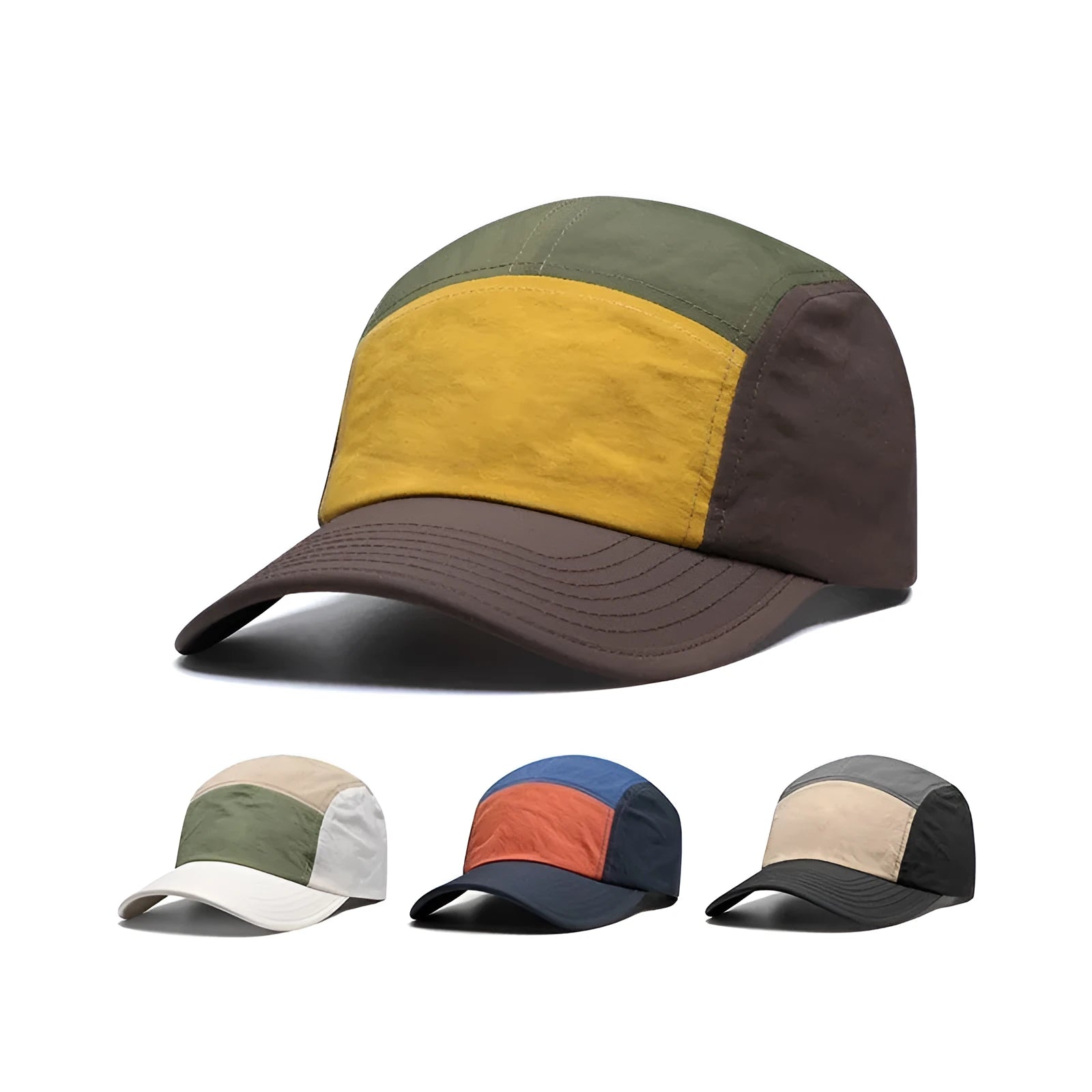 Men's quick-drying polyester-cotton baseball cap with curved brim in four colour options
