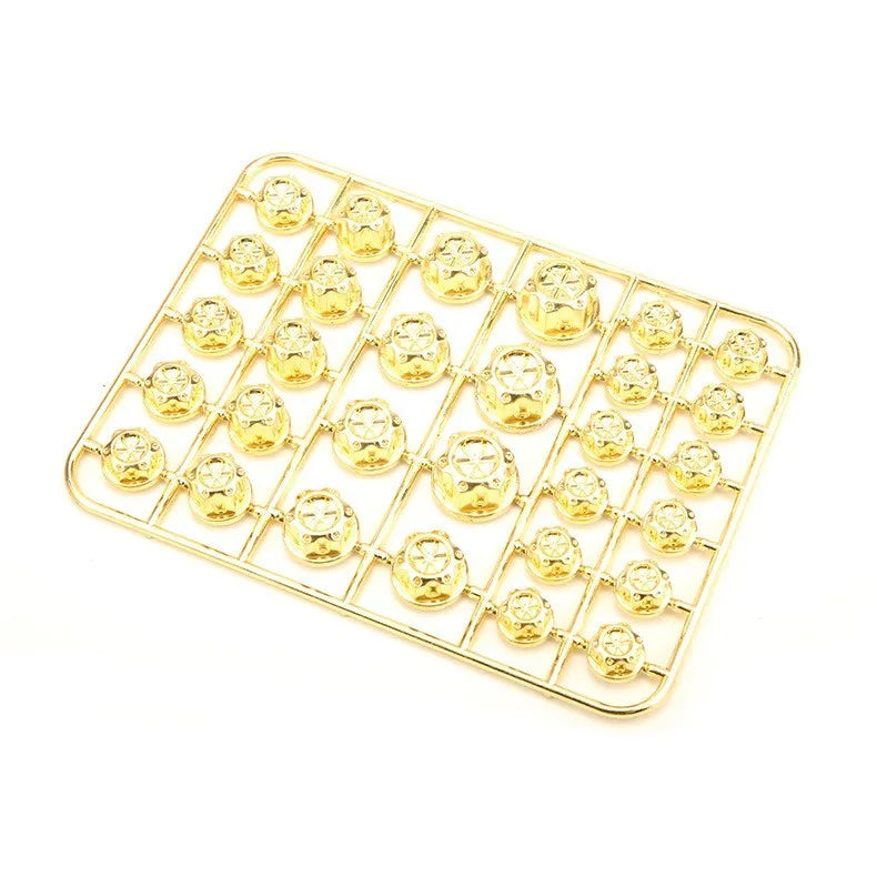 Set of 30 ABS plastic motorcycle screw caps in eight different colours including red, blue, gold and silver