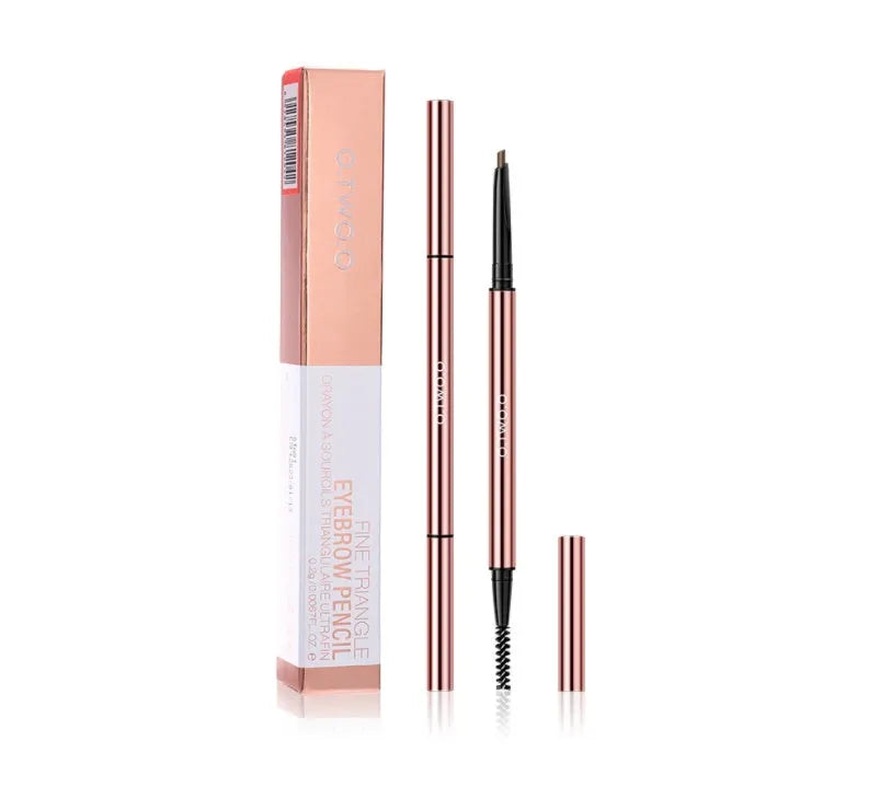 Eye brow make-up pencil in colour box with six shade options shown.