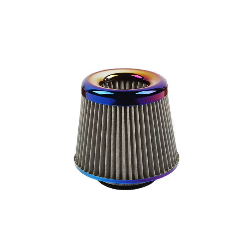 Baked blue aluminium alloy large flow intake mushroom head air filter for universal vehicle fitment with clamp