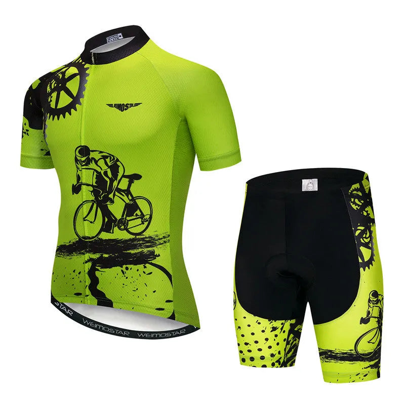 Pro cycling jersey set in polyester, multiple colours, Asian sizing XS to 3XL, for road biking men and women