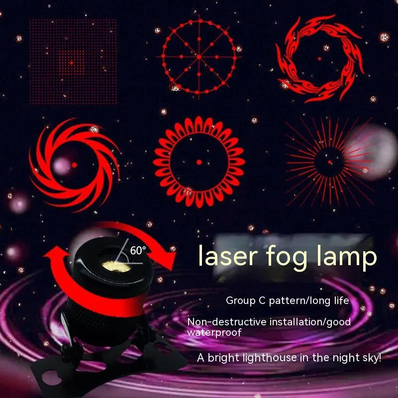 Aluminium universal laser fog lamp kit with wires and mounting screws for car and motorcycle.