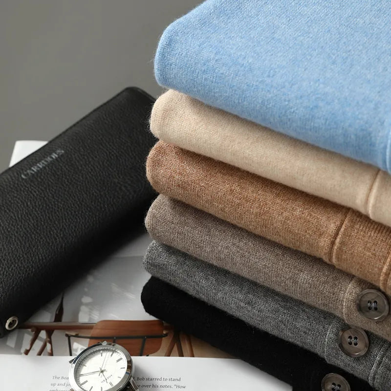 Men's Andy velvet loose cardigan coat in V-neck design with long sleeves showing colour options