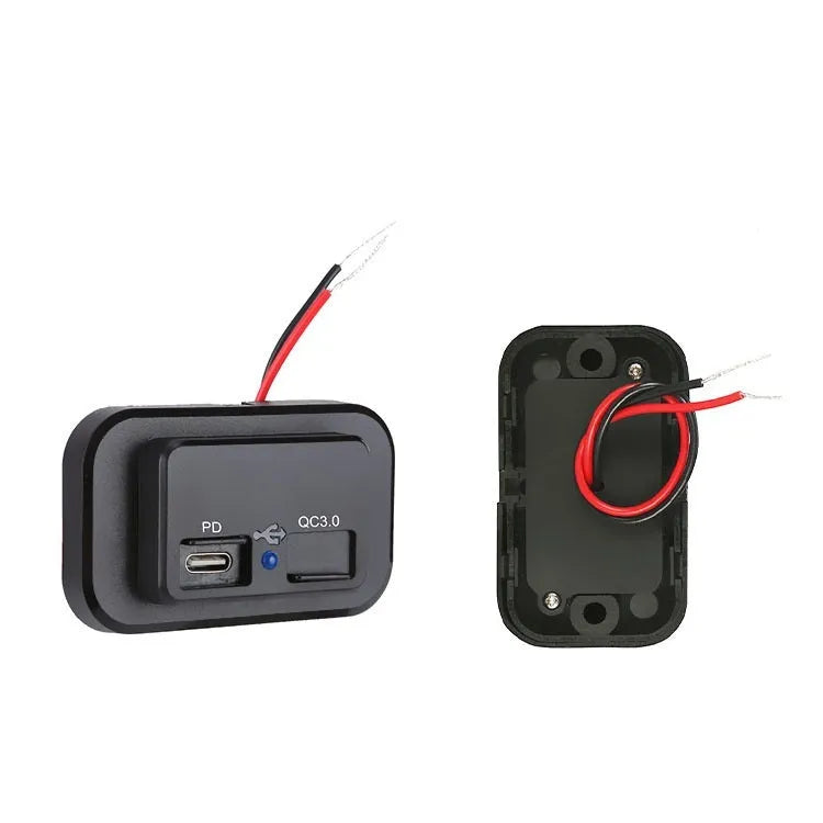Black QC3.0 and PD3.0 fast car charger with single USB-C port, 36W output.