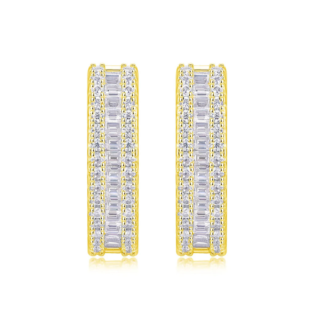 Weaving Light moissanite stud earrings in S925 silver with platinum plating, golden colour, in gift box