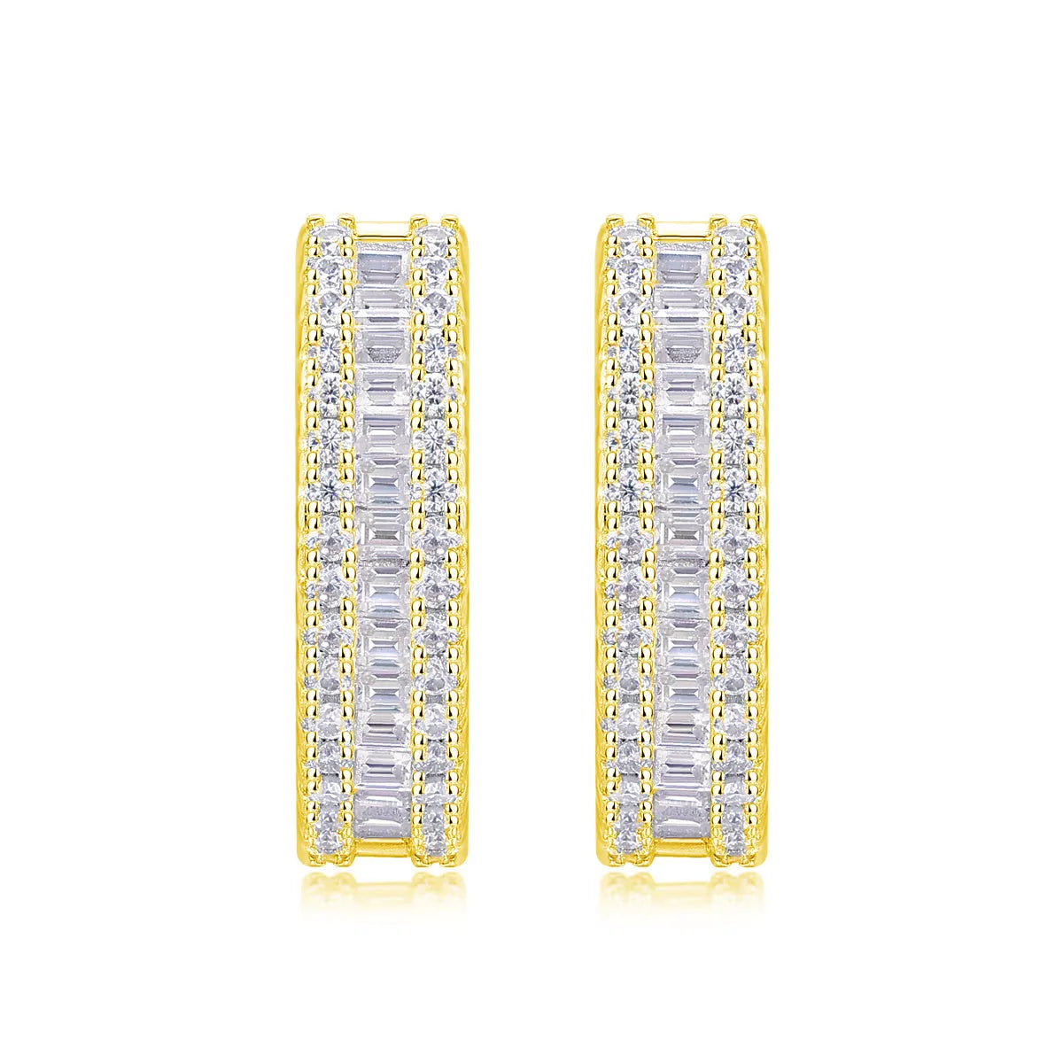 Weaving Light moissanite stud earrings in S925 silver with platinum plating, golden colour, in gift box