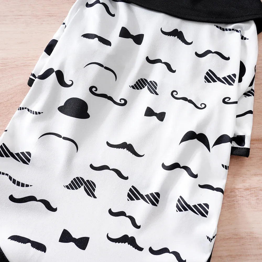 White polyester casual pet clothing for a beard dog, available in sizes S to XXL