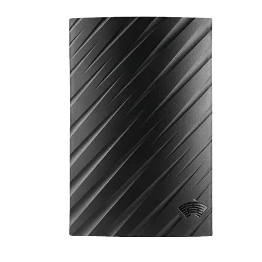 Black plastic digital television antenna with mounting hardware including expansion tubes and cable ties