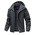 Men's plus size hooded waterproof coat in Army Green, shown on a model.