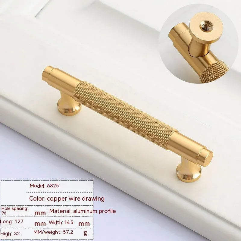 European style brushed brass aluminium wardrobe handle with multiple hole spacing options