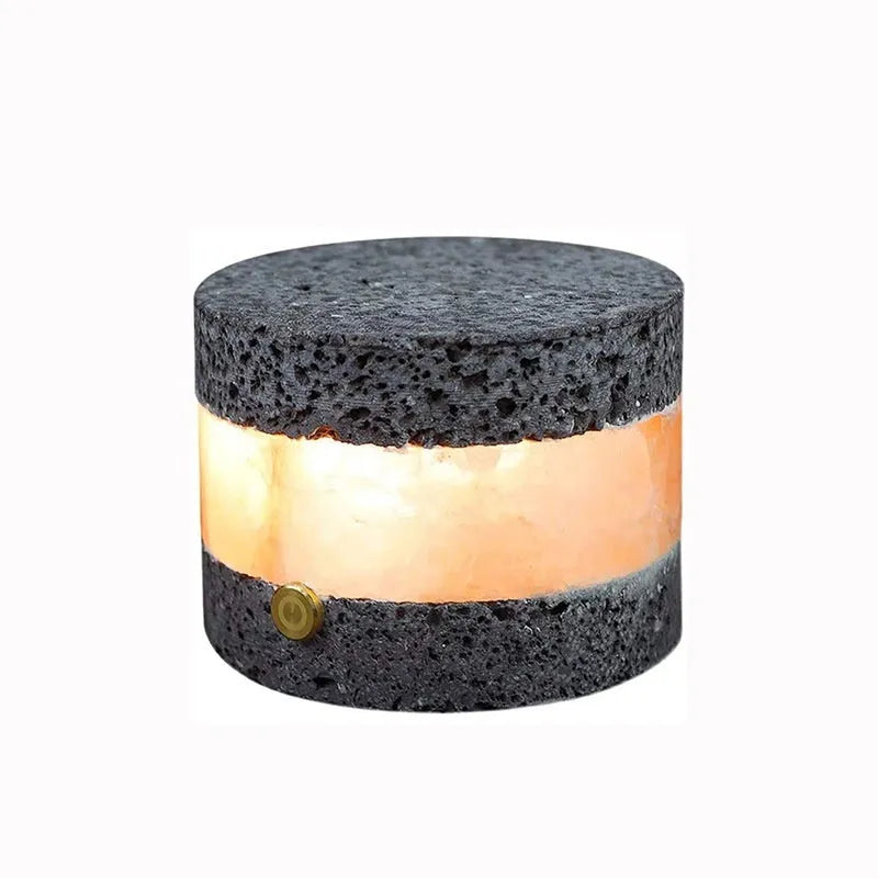 Compact orange volcanic rock USB night lamp with dimmer and essential oil tray.