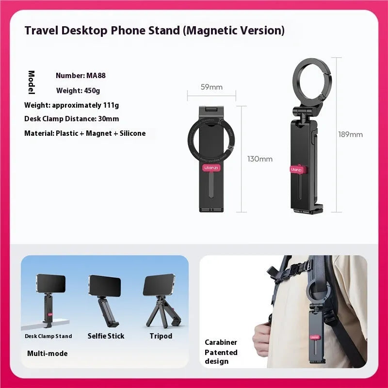 MA88 Magnetic Travel Portable Desktop Phone Holder Black Bracket on a desk