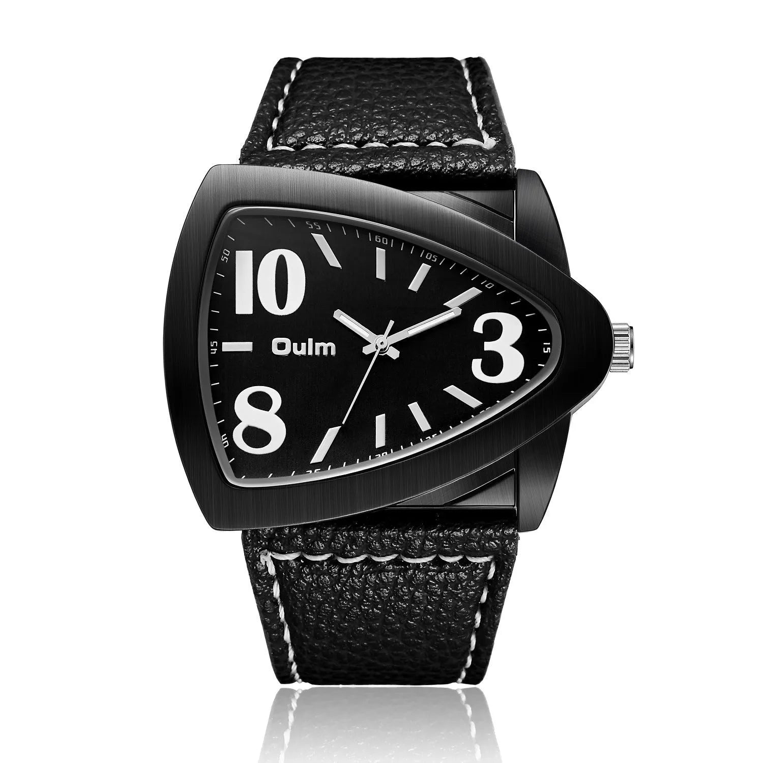 Men's brown, black and blue casual triangle belt quartz watch with 9mm thickness