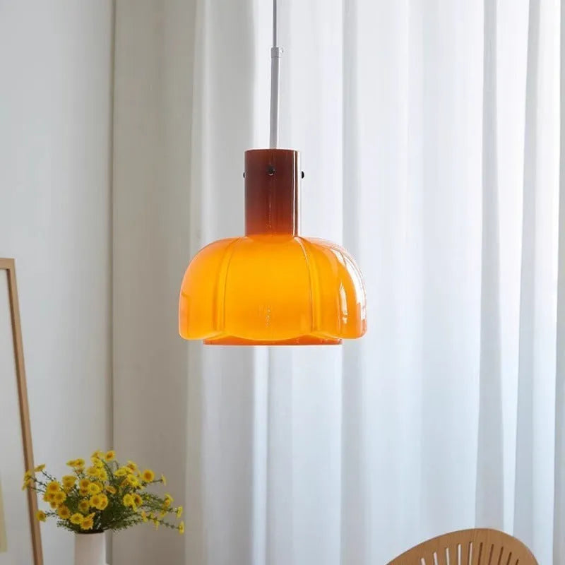 Medieval style glass bud chandelier pendant light in retro design with E27 fitting
