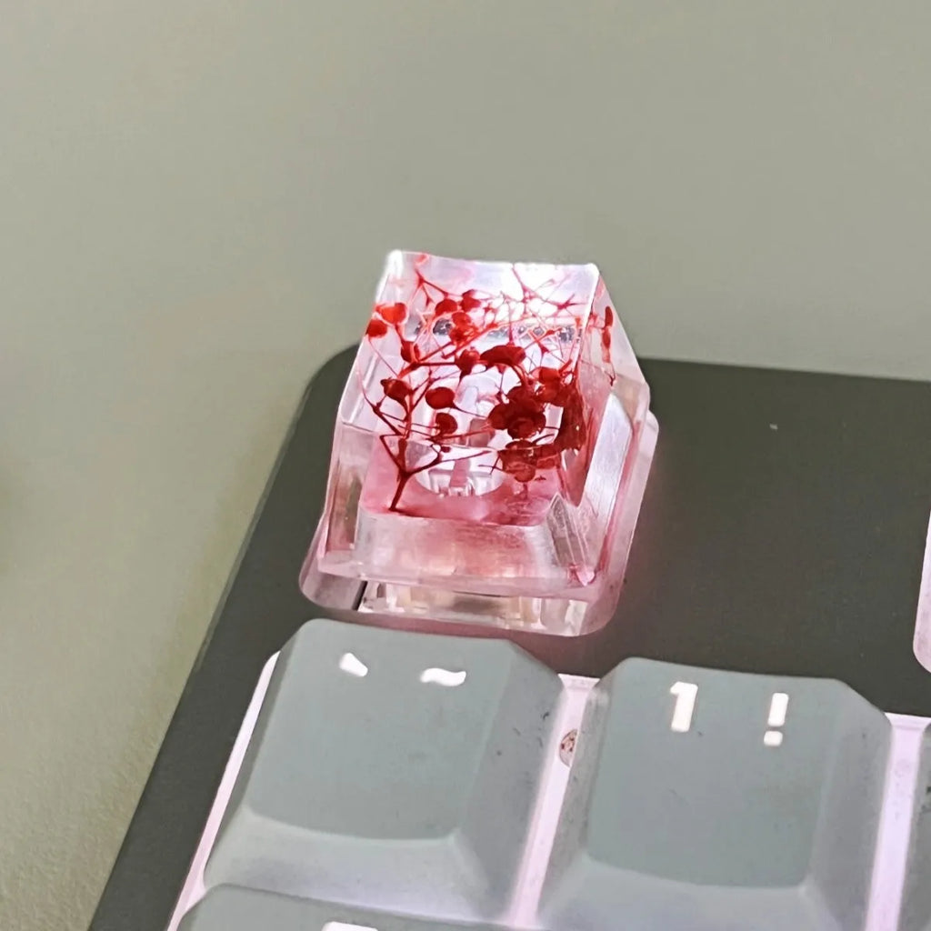 Transparent resin keycap with starry sky pattern for mechanical keyboards in green colour