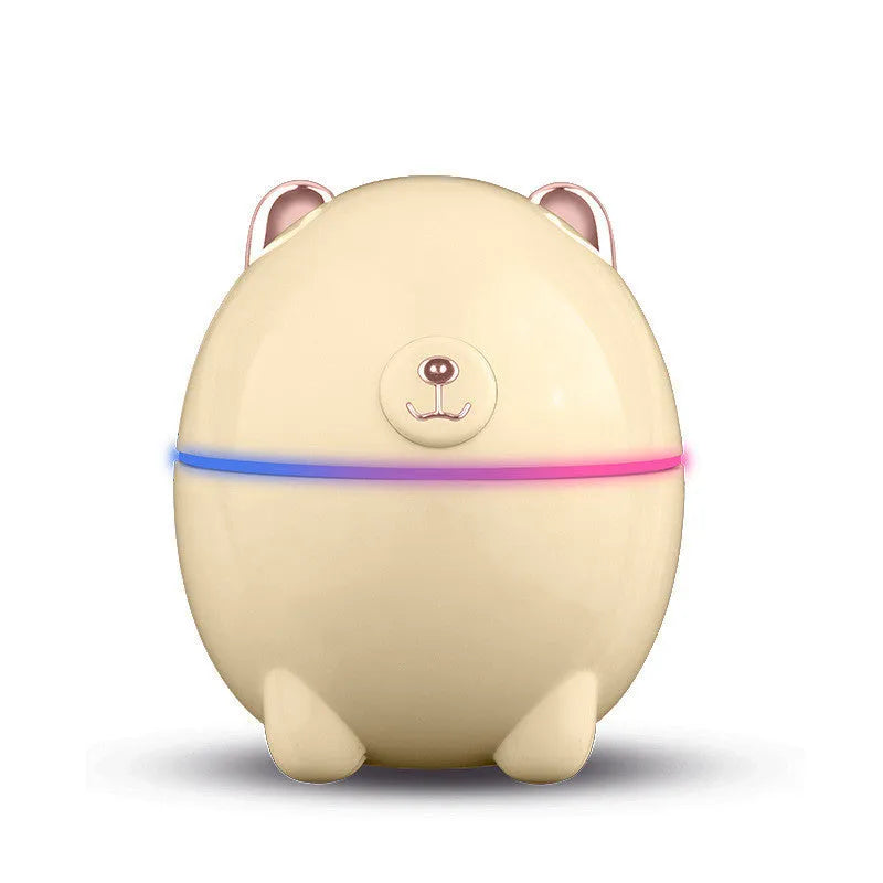 Mini bear humidifier in blue USB-powered compact desktop device 110x95x95mm
