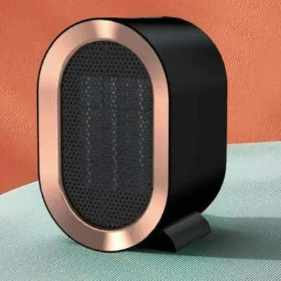 Desktop electric heater with ceramic heating element in choice of colours with international plug options