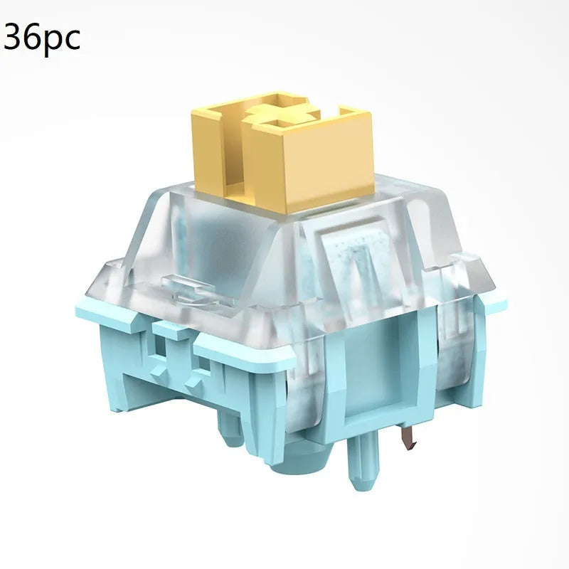 36 Sea Salt Lemon coloured keyboard switch shaft bodies for mechanical keyboard repair.