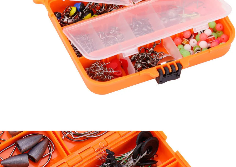 257-piece fishing lure accessories set in ABS plastic storage box for Texas, sea, and rock fishing