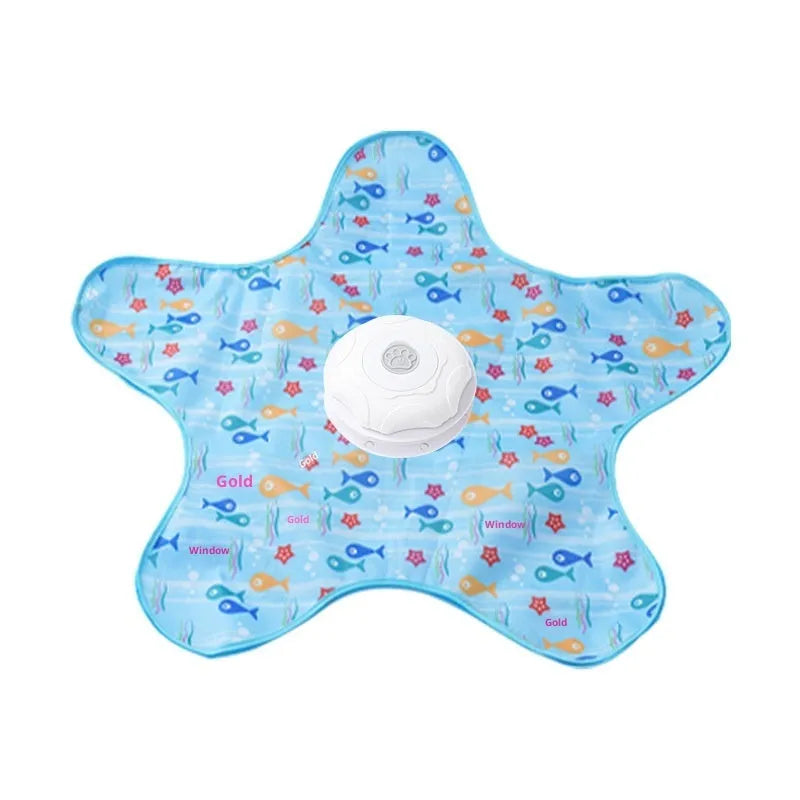 Smart cat hunting cover electric toy in blue-fish colour, made from PP material, designed for interactive play