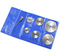 Set of 6 circular saw blades with mandrel, high-speed steel construction with 15mm inner diameter