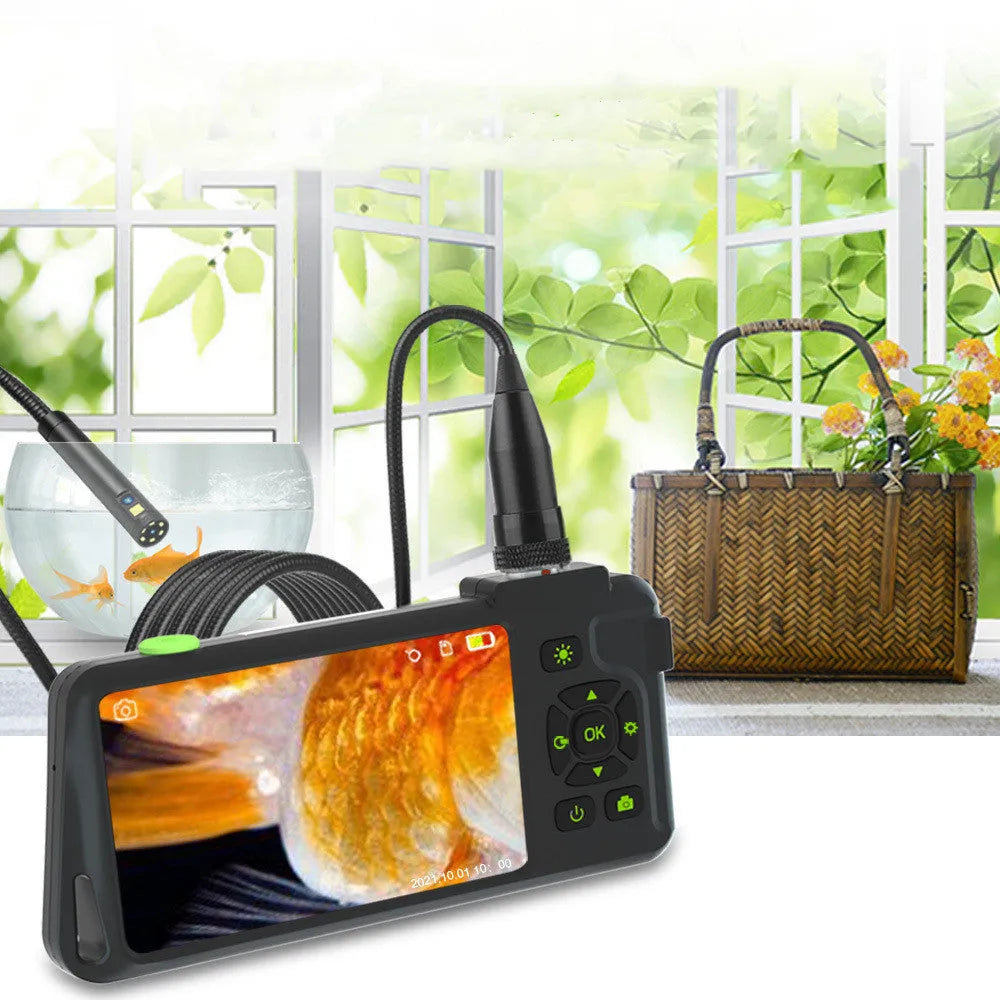 Portable handheld industrial endoscope with 4.5-inch screen and 1 metre cable for automotive inspection