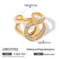 Stainless steel geometric line pattern ring for women with electroplated non-fading finish in European style