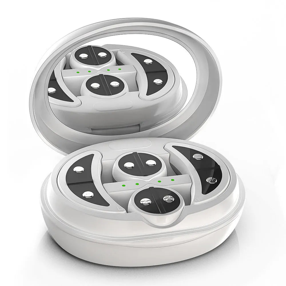 White wireless red light eye and face massager with EMS function and two-in-one design