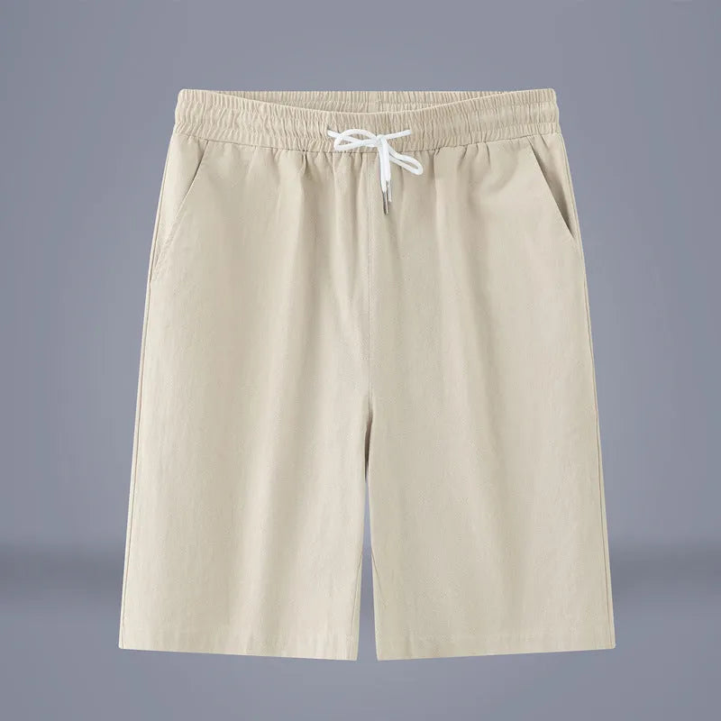 Chinese style cotton linen cropped trousers in Army Green with drawstring waist