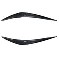 Pair of ABS headlight eyebrow stickers for BMW 1 Series F20, piano black finish, 48x8x8 cm
