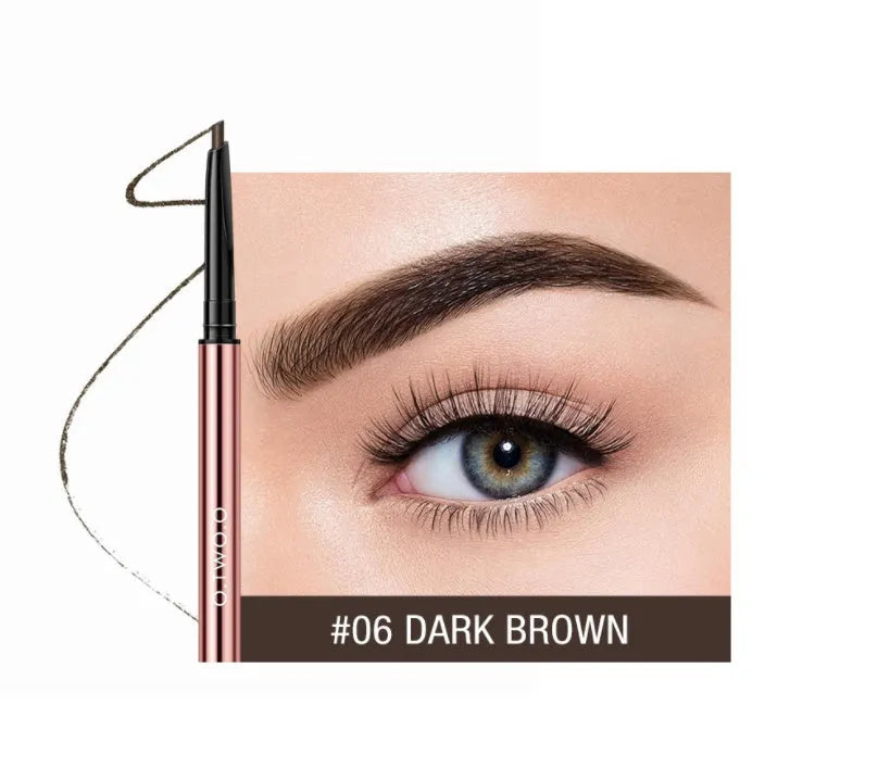 Eye brow make-up pencil in colour box with six shade options shown.
