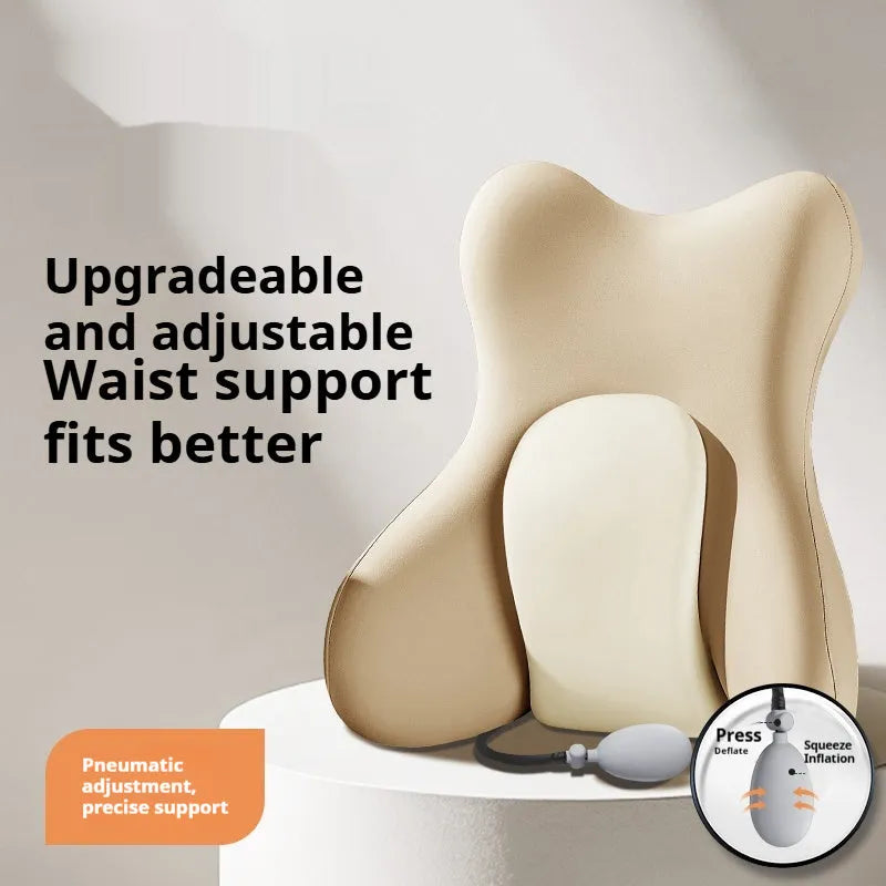 Ergonomic memory foam backrest waist pad cushion in solid colour with removable cover.