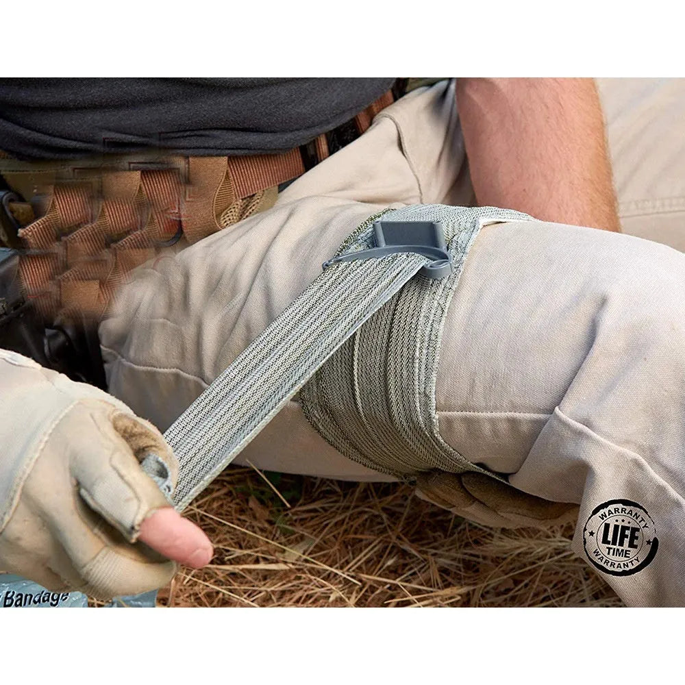 Portable outdoor hemostatic bandage roll, 6 inch tactical gauze compress for first aid kits.
