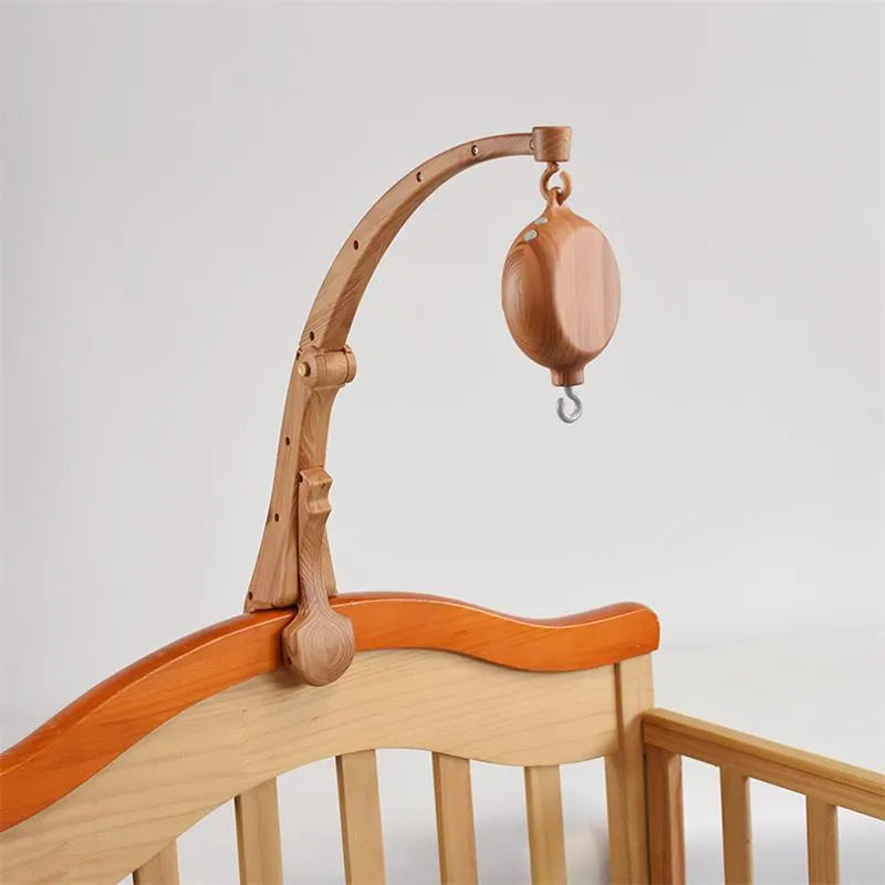 Newborn wood grain bracket music box bed bell in stand white colour for infant cot