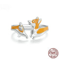 Silver electroplated fashion ring with a cartoon Corgi dog design, colour SCR1014-E.