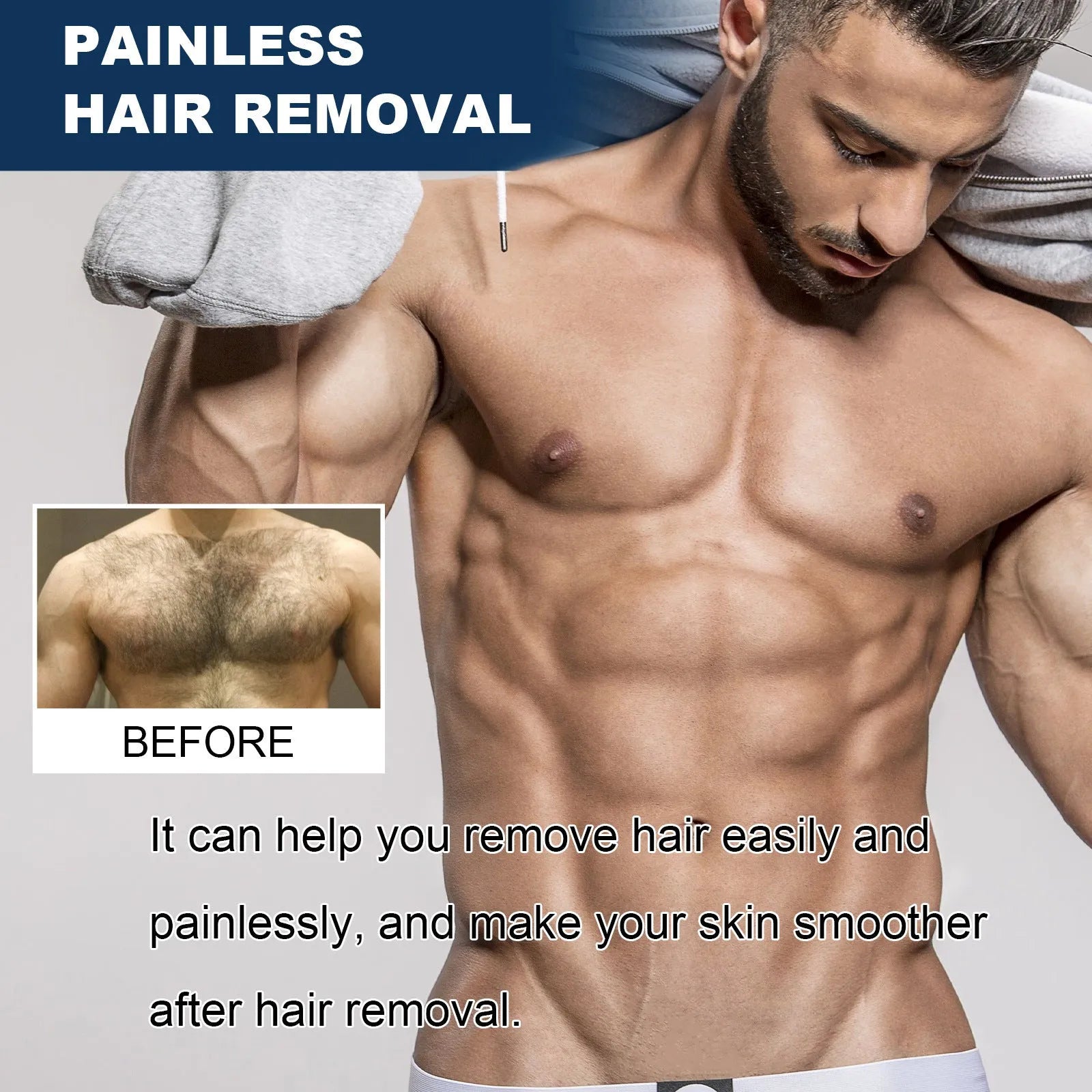 Men's hair removal cream bottle for beard, armpit, lip and body hair removal
